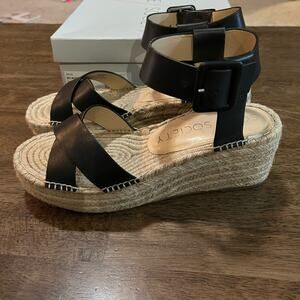 Sole Society Audrina Black Espadrille Platform‎ Sandals size 11 M Beachy Coastal